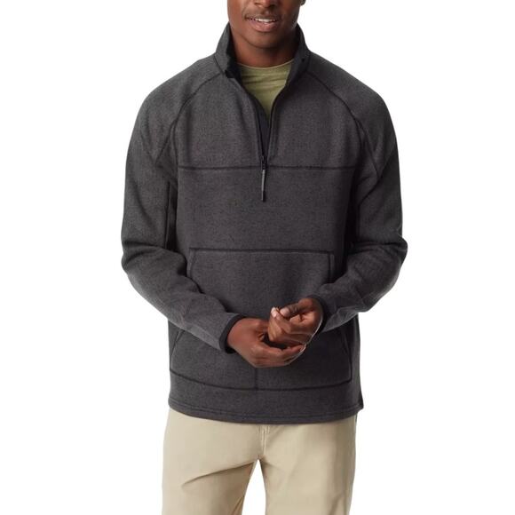 BASS OUTDOOR Q Zip Neck Sweater Fleece Men XXL Gray Outdoor Versatile Cozy NWT - Picture 1 of 10